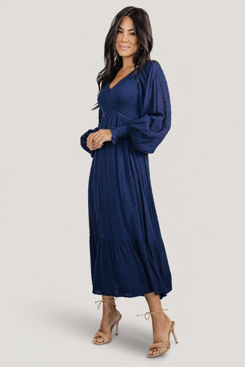 Baltic Born - Lainey Smocked Dotted Midi Dress