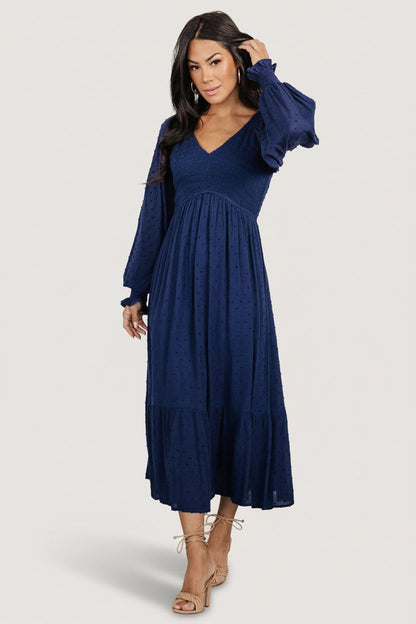 Baltic Born - Lainey Smocked Dotted Midi Dress