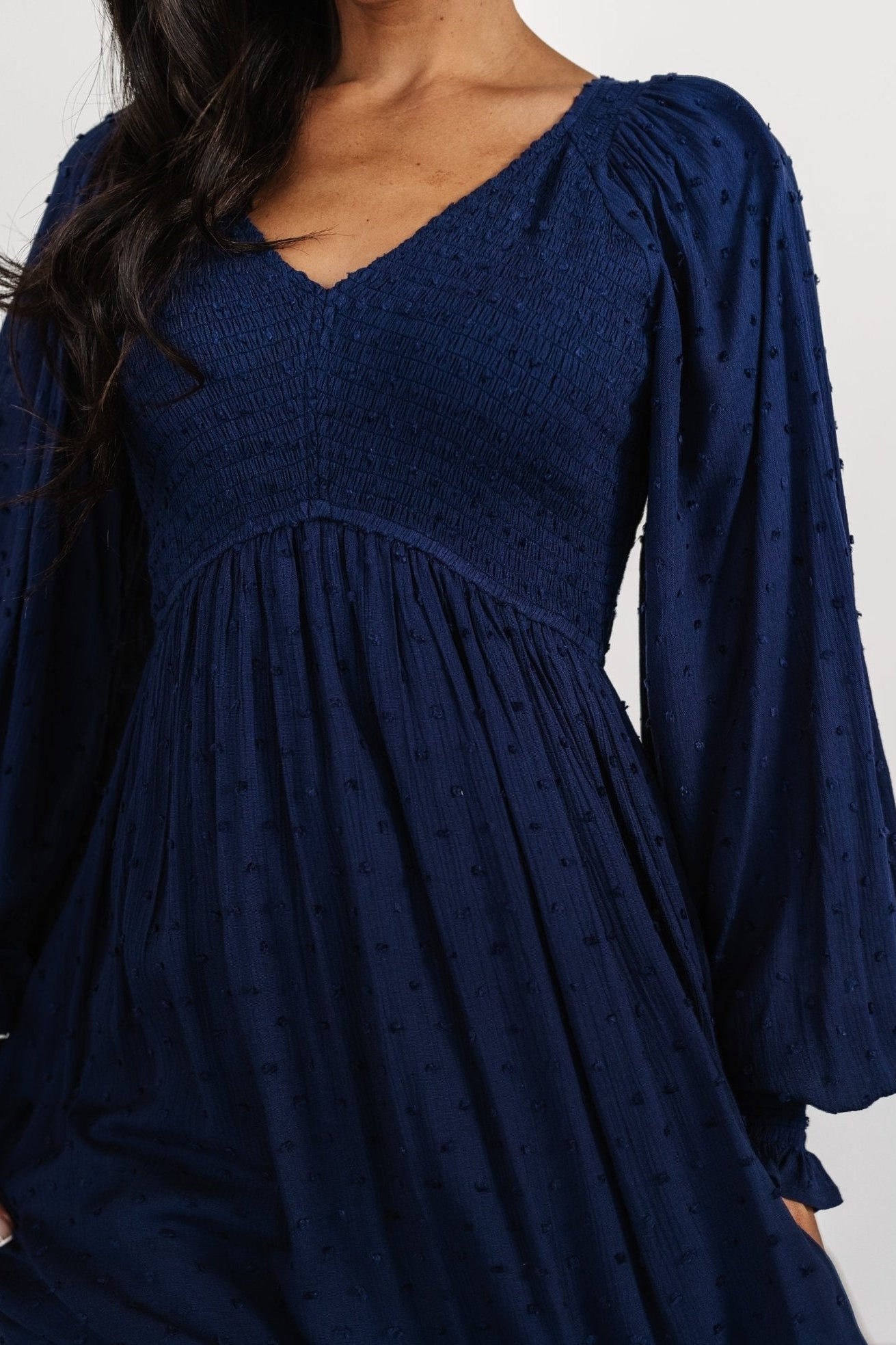Baltic Born - Lainey Smocked Dotted Midi Dress