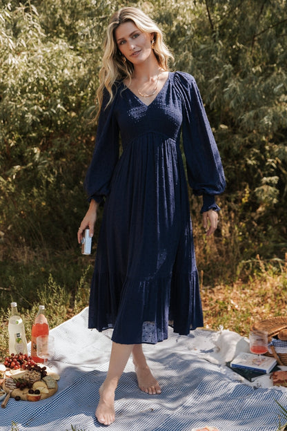 Baltic Born - Lainey Smocked Dotted Midi Dress