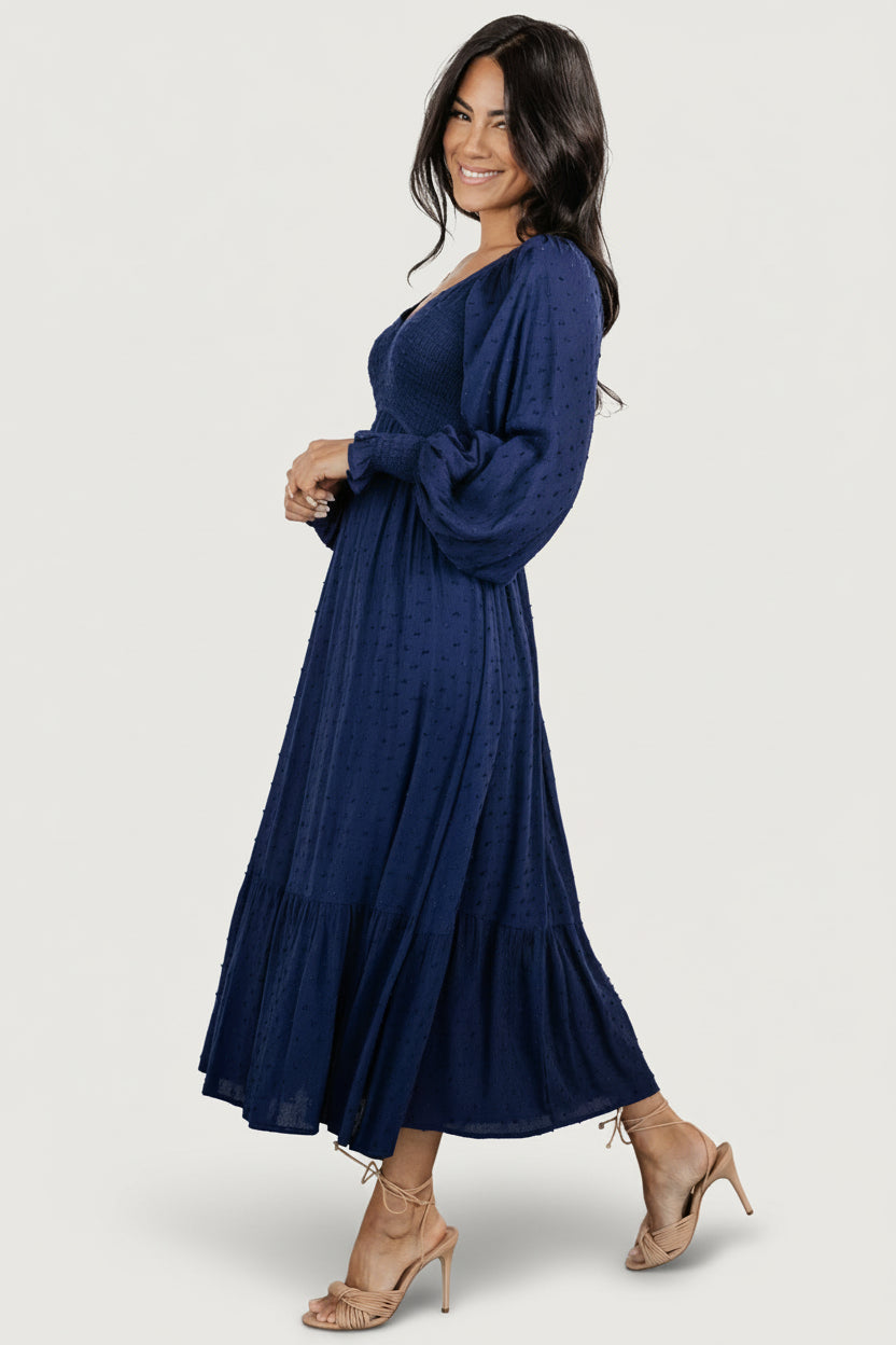 Baltic Born - Lainey Smocked Dotted Midi Dress