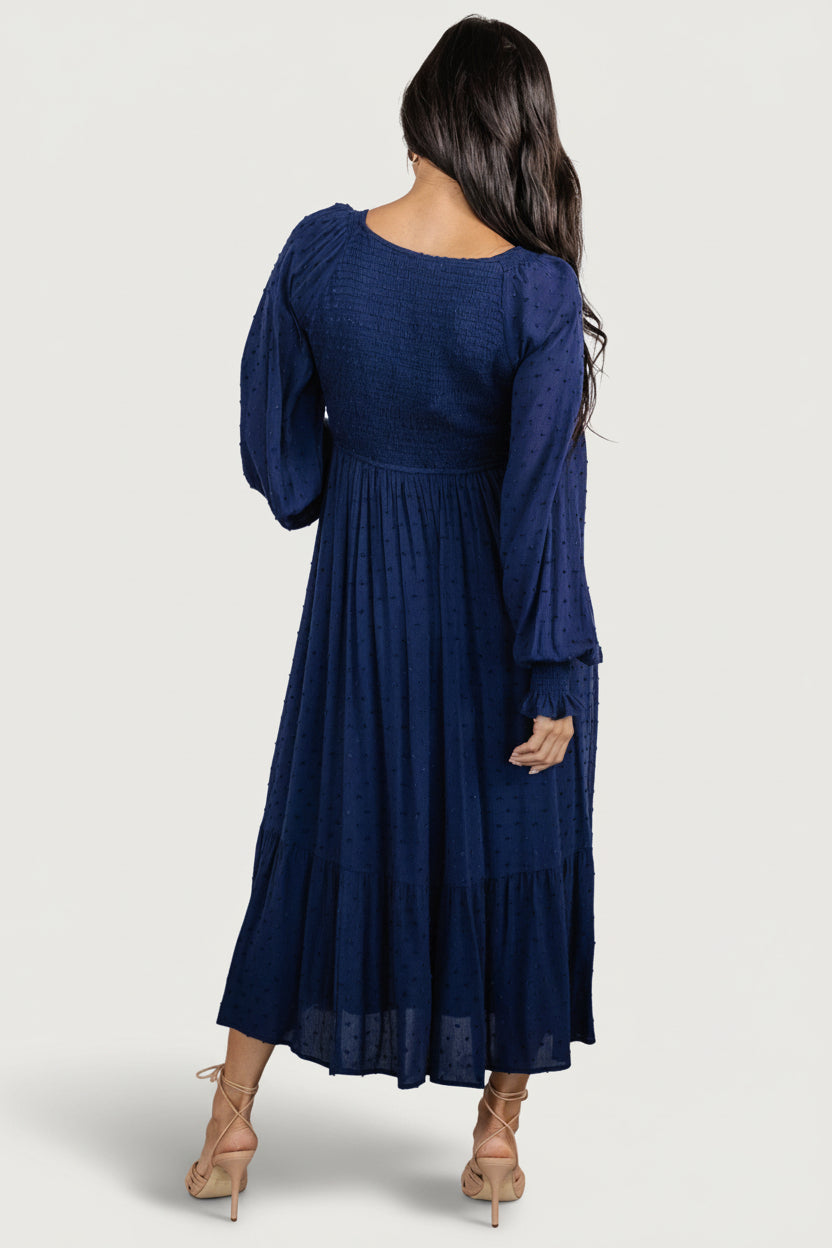 Baltic Born - Lainey Smocked Dotted Midi Dress