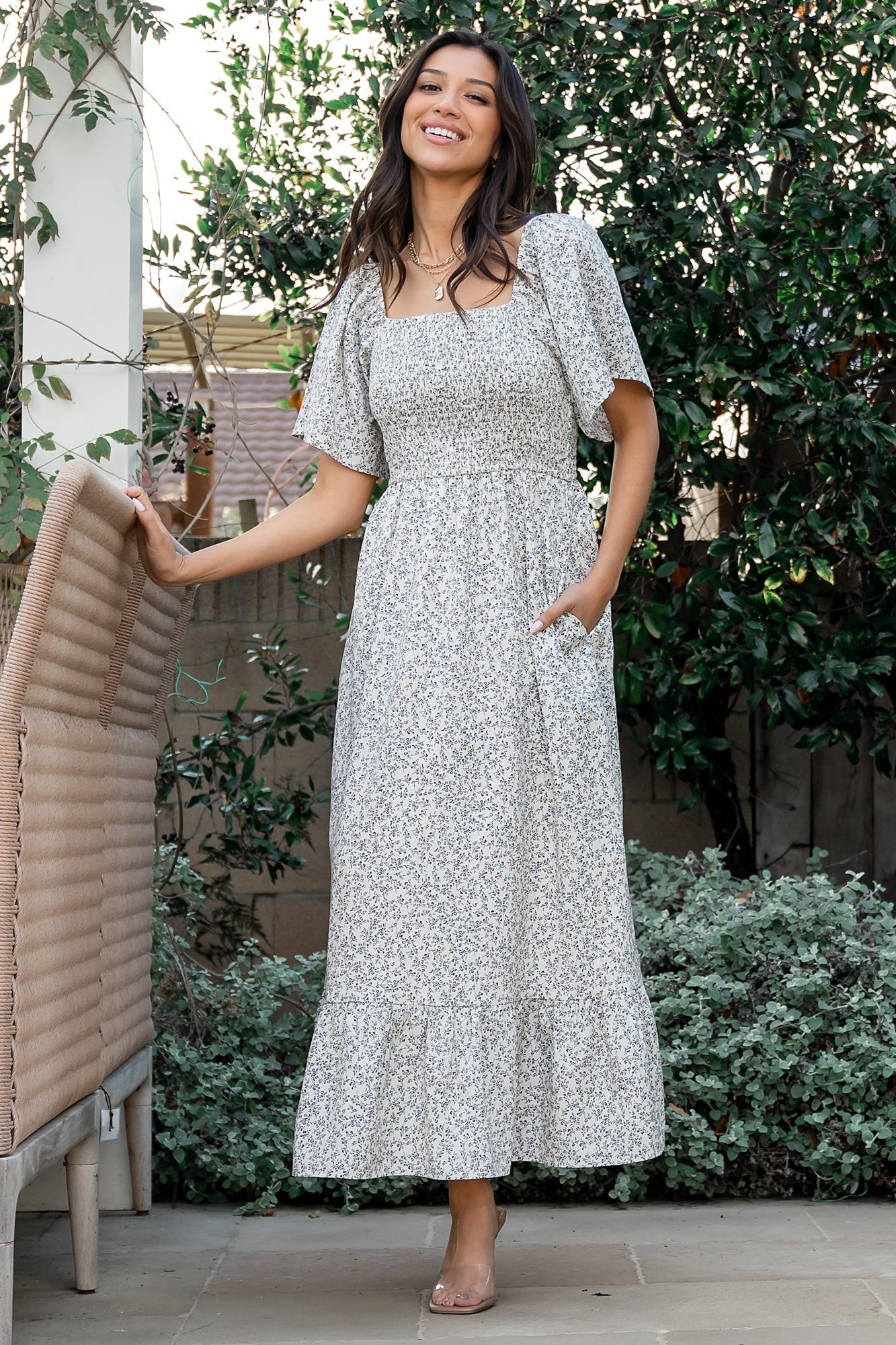 Baltic Born - Cassis Smocked Midi Dress