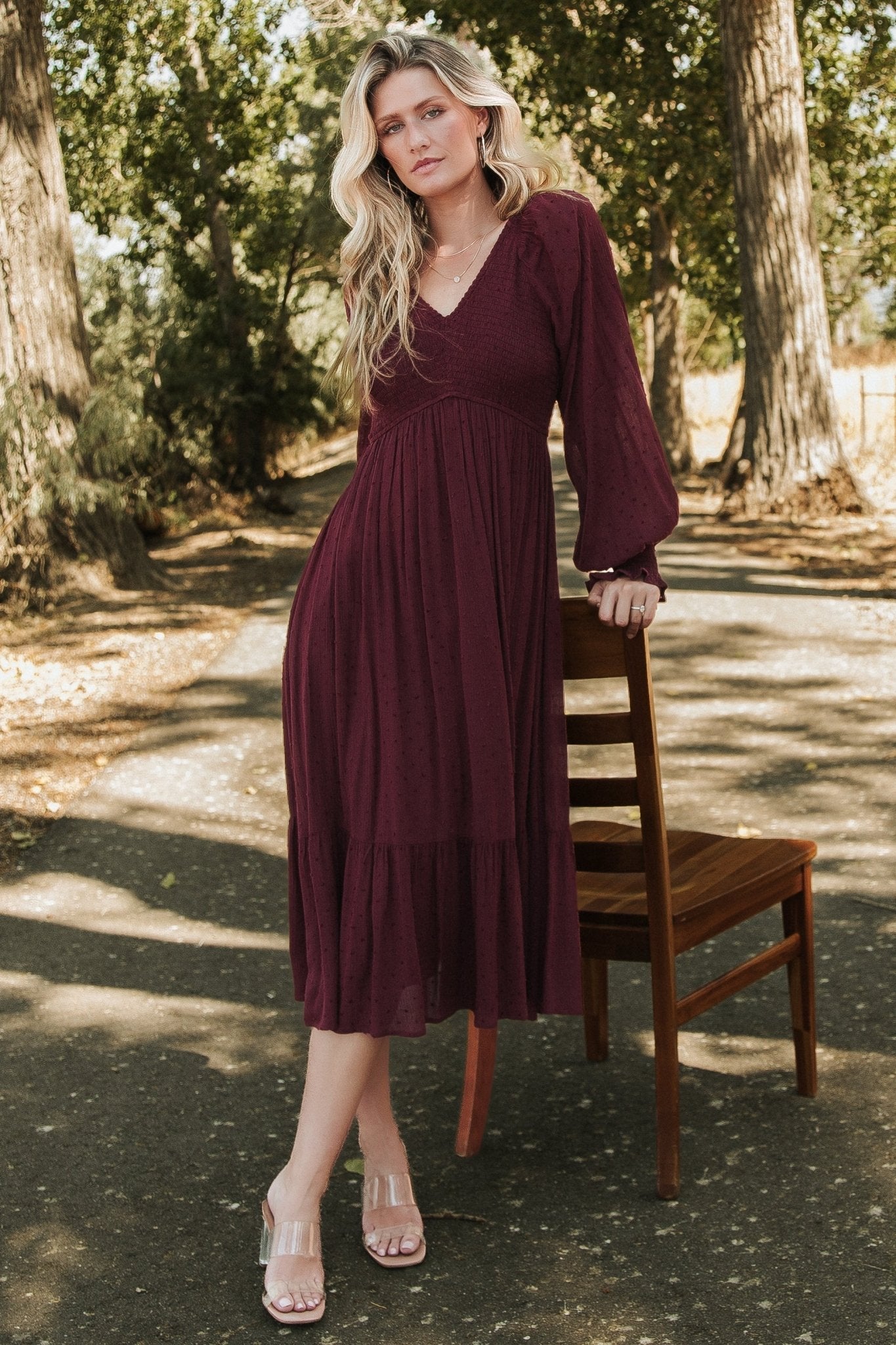 Baltic Born - Lainey Smocked Dotted Midi Dress
