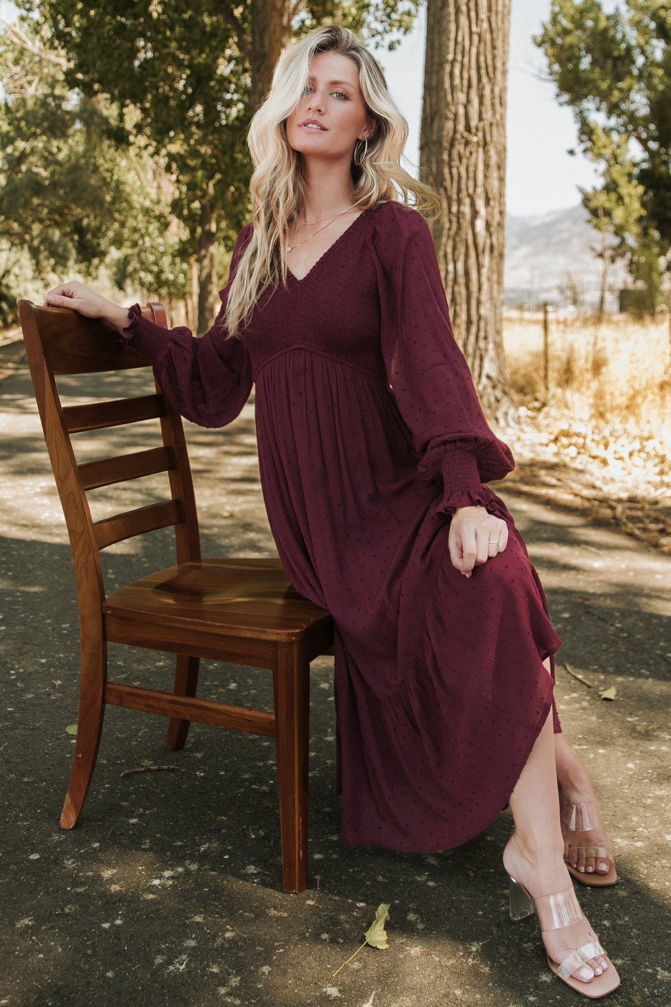 Baltic Born - Lainey Smocked Dotted Midi Dress