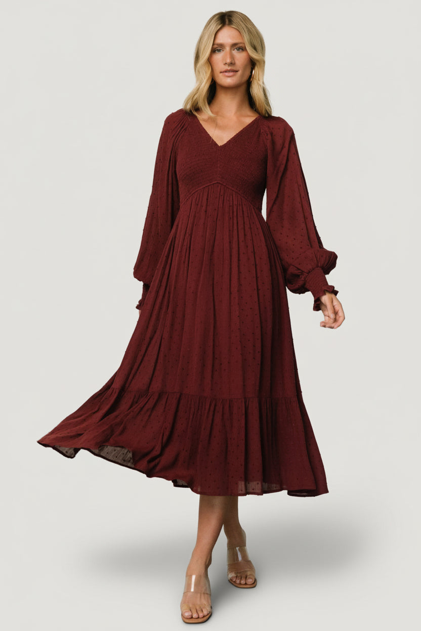 Baltic Born - Lainey Smocked Dotted Midi Dress