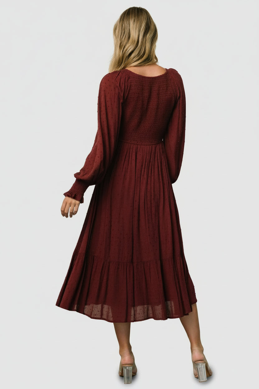 Baltic Born - Lainey Smocked Dotted Midi Dress