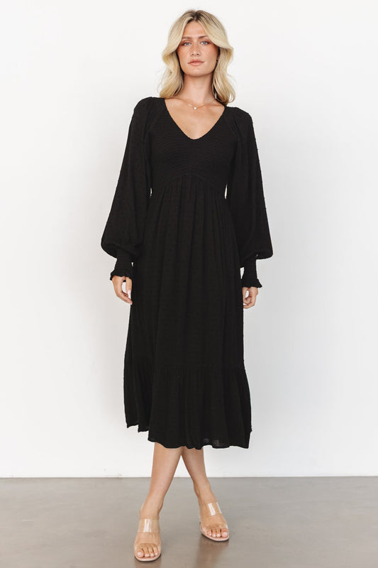 Baltic Born - Lainey Smocked Dotted Midi Dress