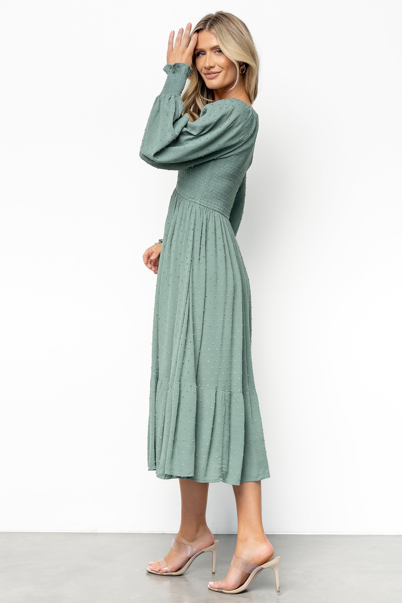 Baltic Born - Lainey Smocked Dotted Midi Dress