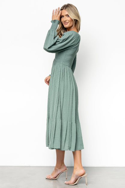 Baltic Born - Lainey Smocked Dotted Midi Dress