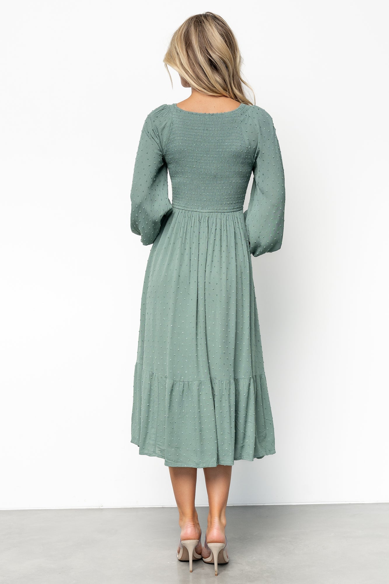 Baltic Born - Lainey Smocked Dotted Midi Dress