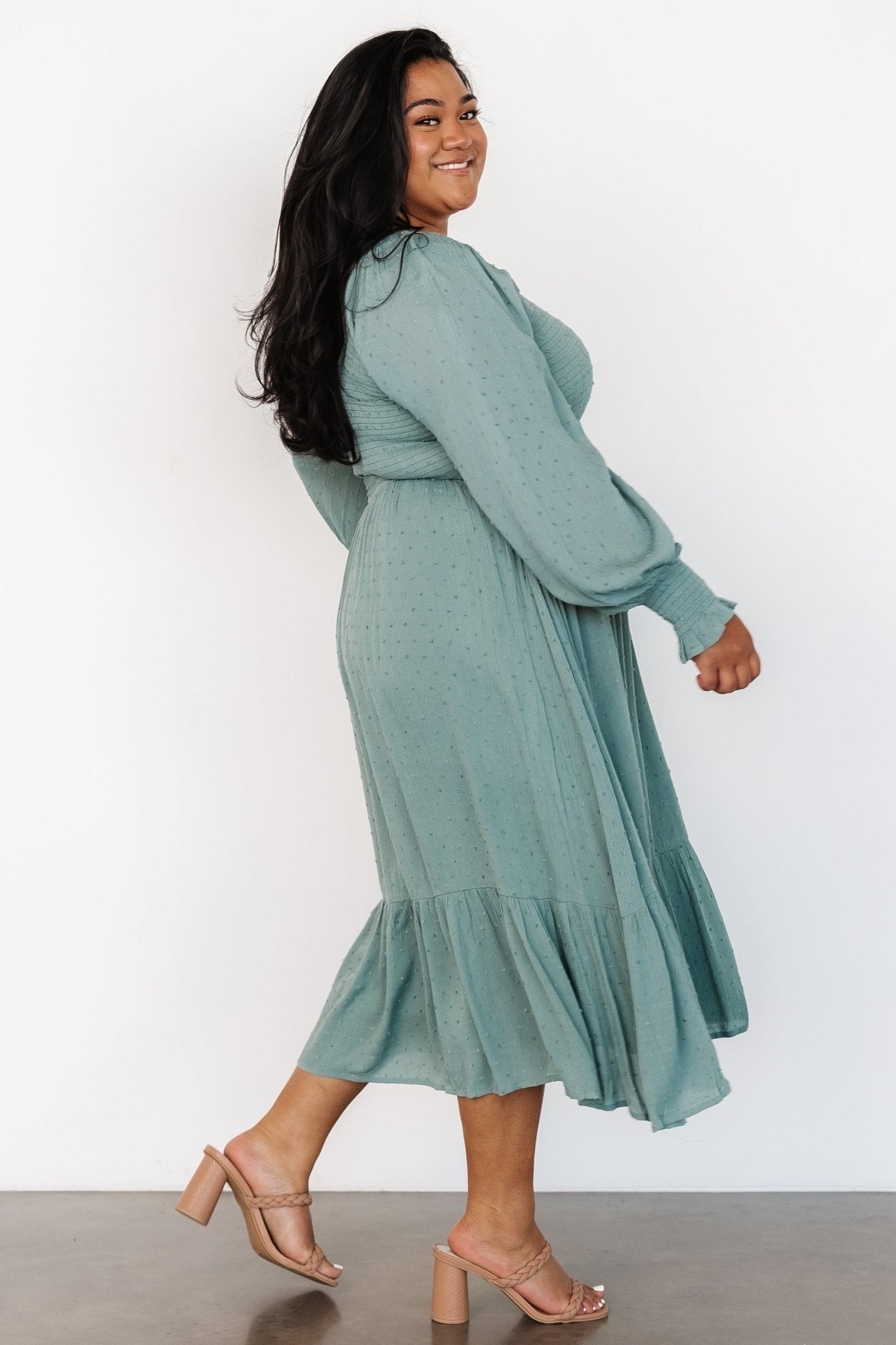 Baltic Born - Lainey Smocked Dotted Midi Dress
