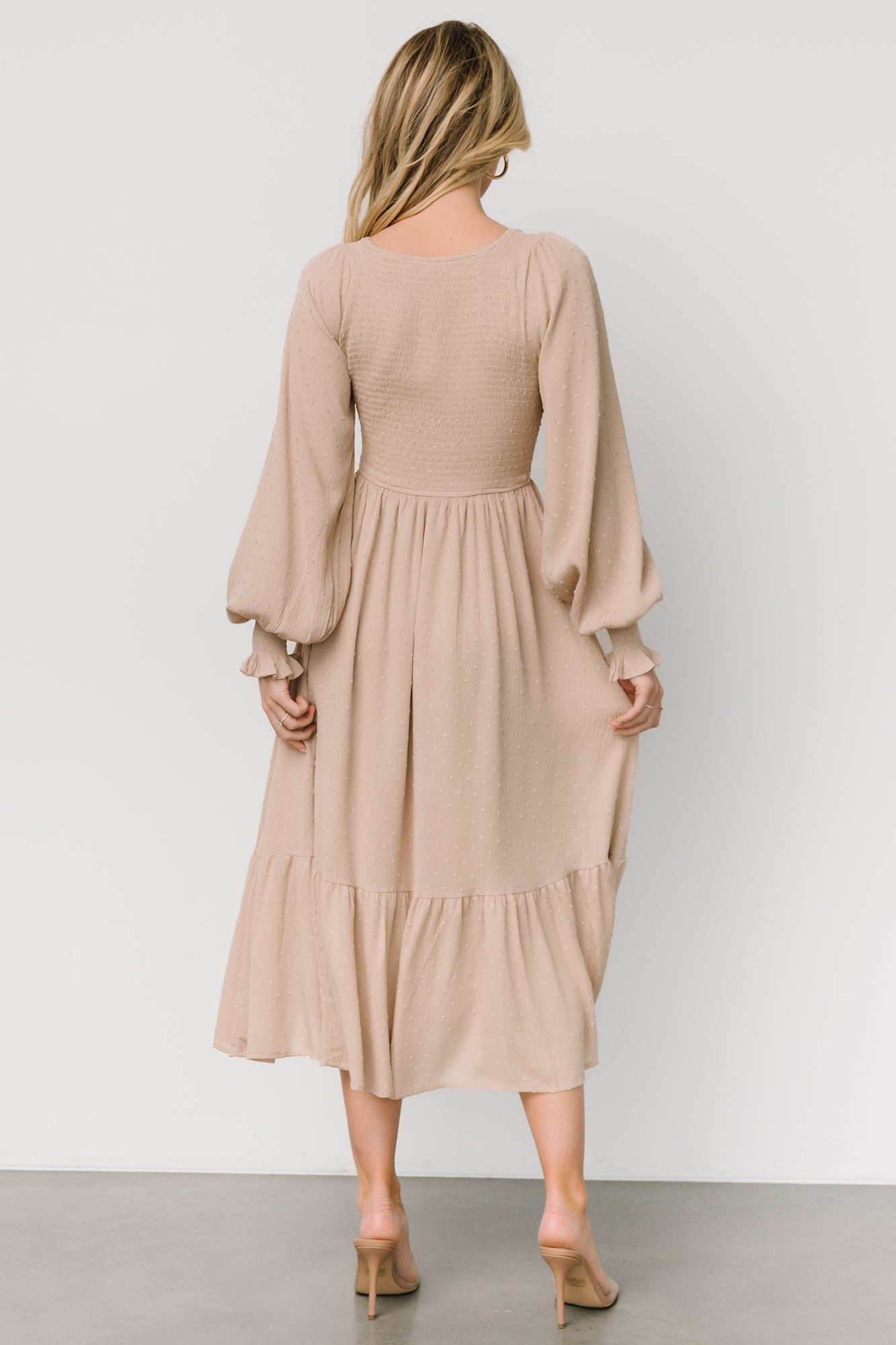 Baltic Born - Lainey Smocked Dotted Midi Dress