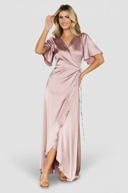 Baltic Born - Vara Satin Maxi Wrap Dress