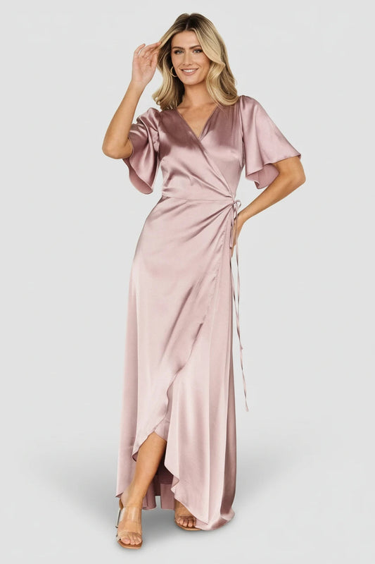 Baltic Born - Vara Satin Maxi Wrap Dress