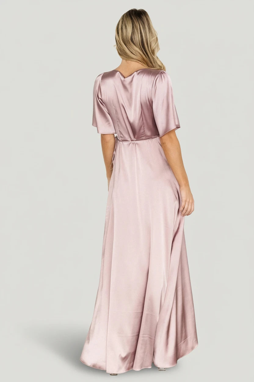 Baltic Born - Vara Satin Maxi Wrap Dress