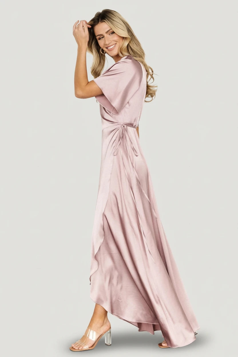 Baltic Born - Vara Satin Maxi Wrap Dress