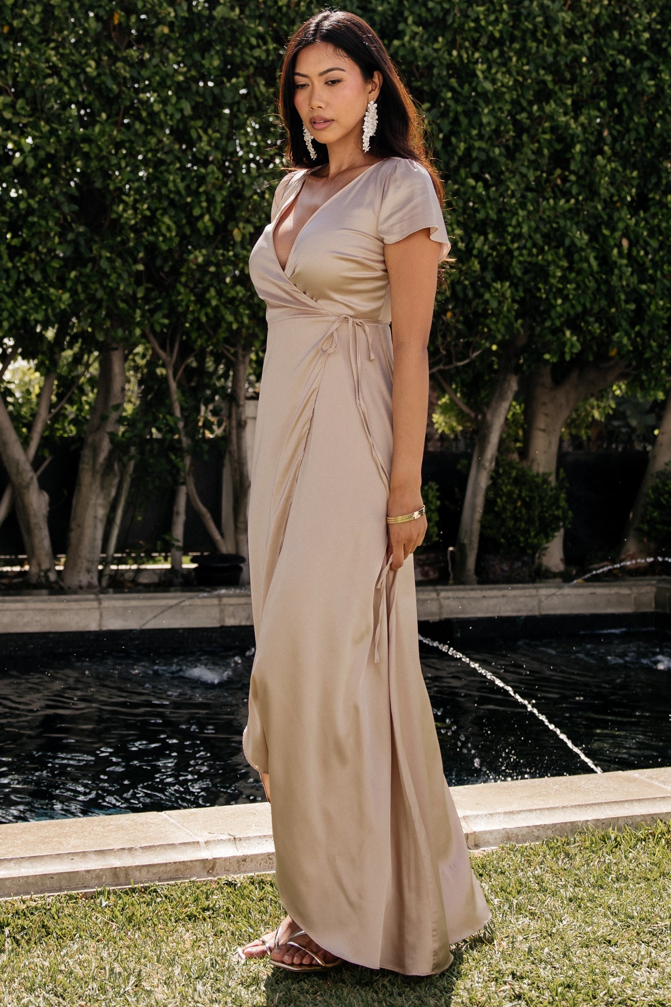 Baltic Born - Krystal Satin Wrap Gown