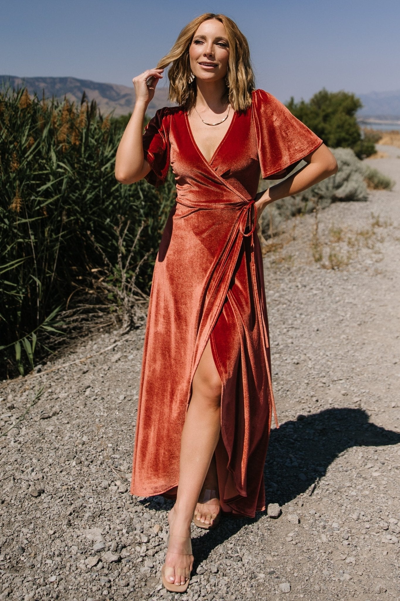Baltic Born - Katelyn Velvet Maxi Wrap Dress