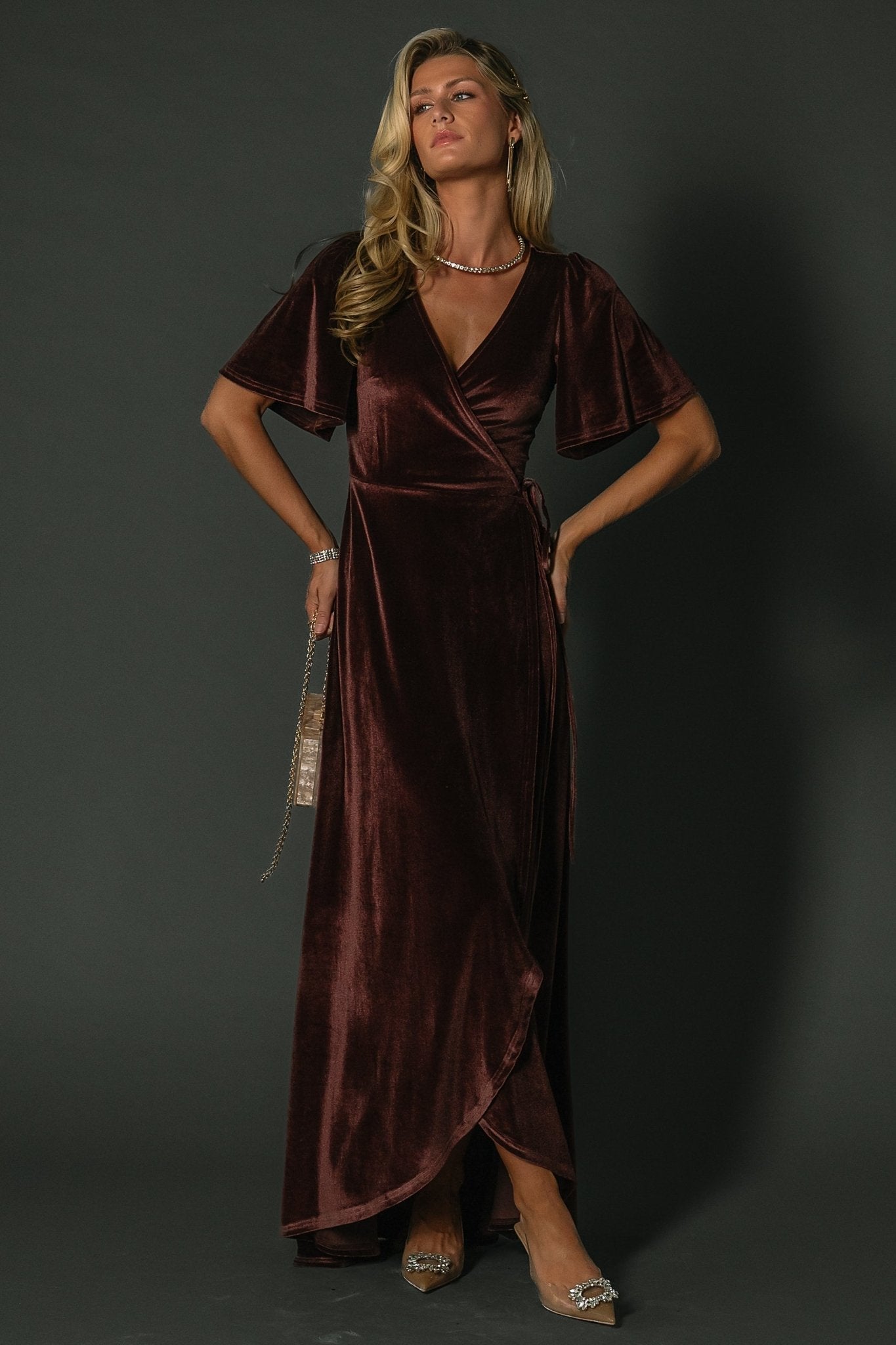 Baltic Born - Katelyn Velvet Maxi Wrap Dress