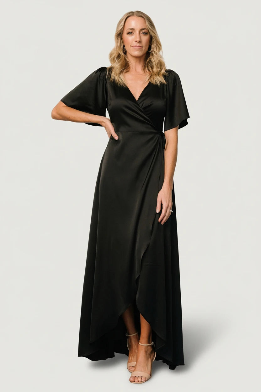 Baltic Born - Vara Satin Maxi Wrap Dress