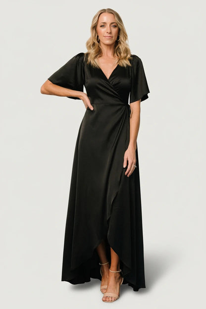 Baltic Born - Vara Satin Maxi Wrap Dress