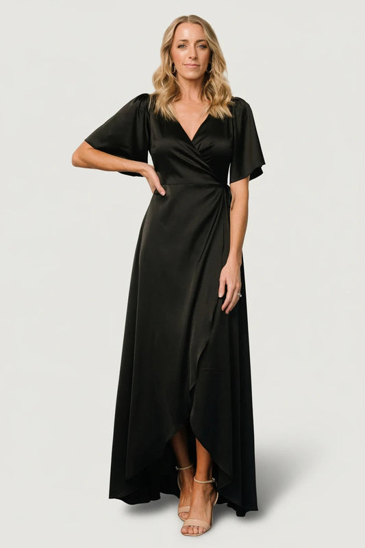 Baltic Born - Vara Satin Maxi Wrap Dress