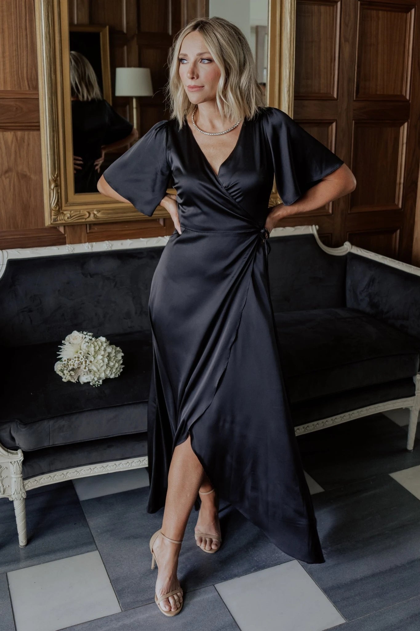 Baltic Born - Vara Satin Maxi Wrap Dress