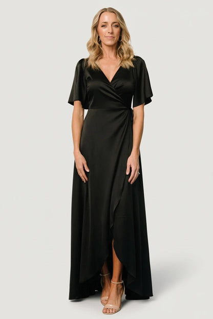 Baltic Born - Vara Satin Maxi Wrap Dress