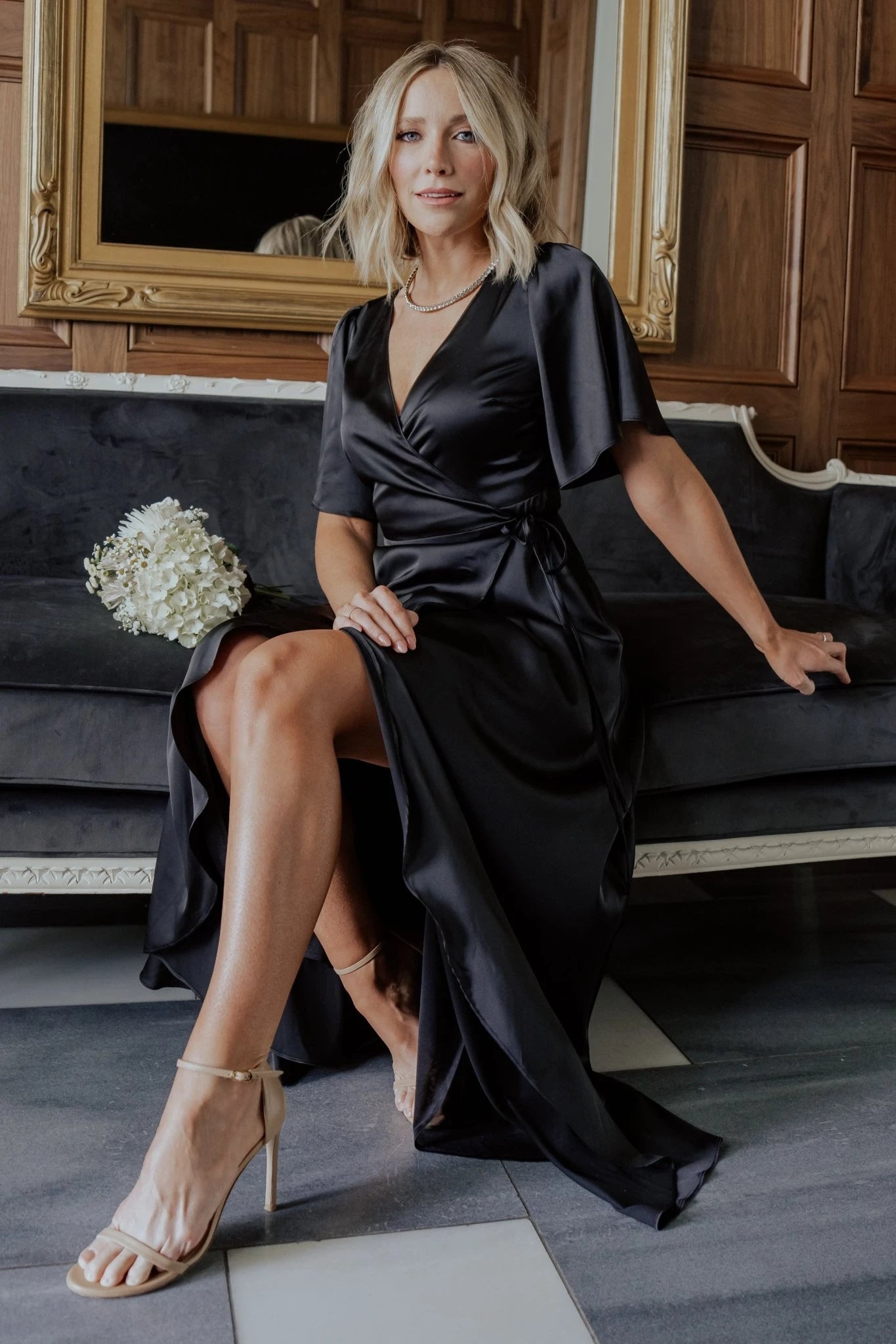 Baltic Born - Vara Satin Maxi Wrap Dress