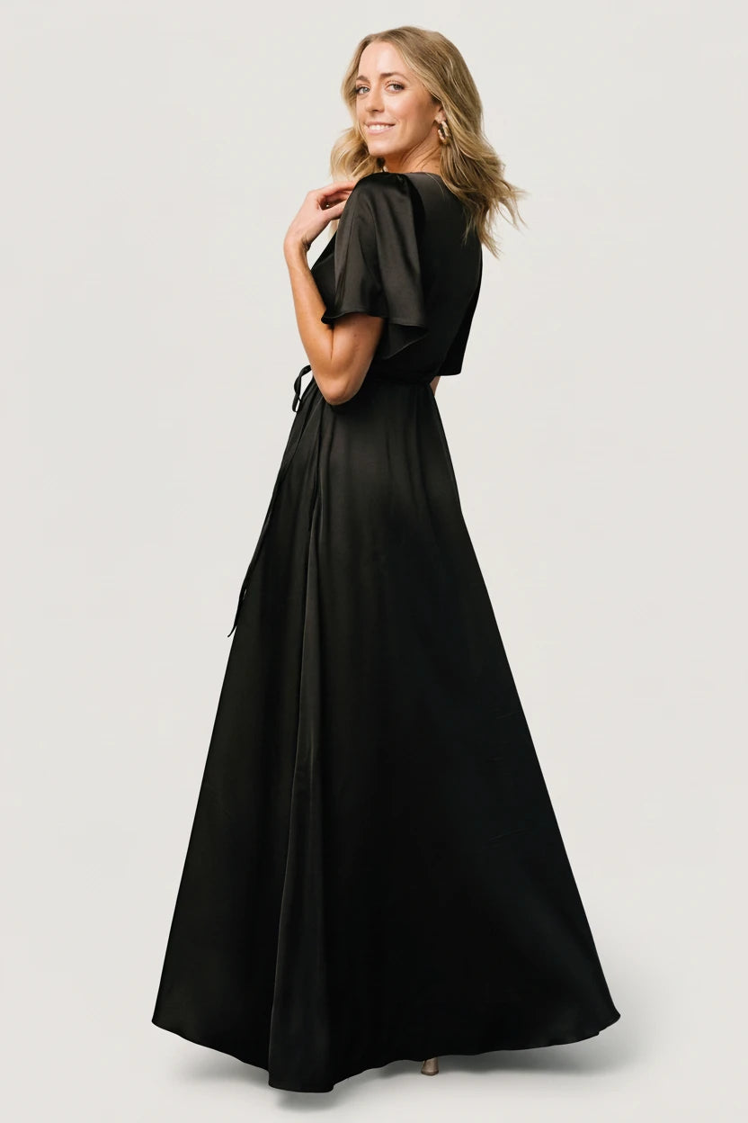 Baltic Born - Vara Satin Maxi Wrap Dress