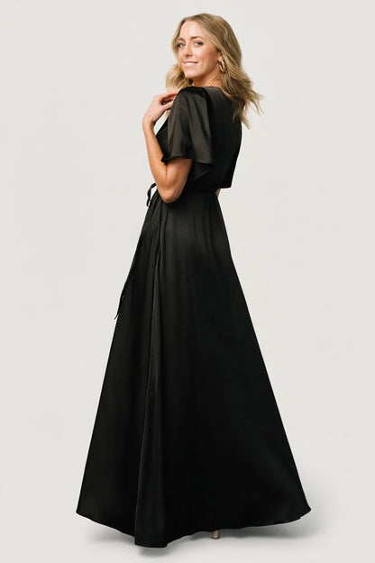 Baltic Born - Vara Satin Maxi Wrap Dress