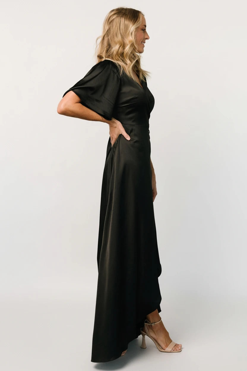Baltic Born - Vara Satin Maxi Wrap Dress