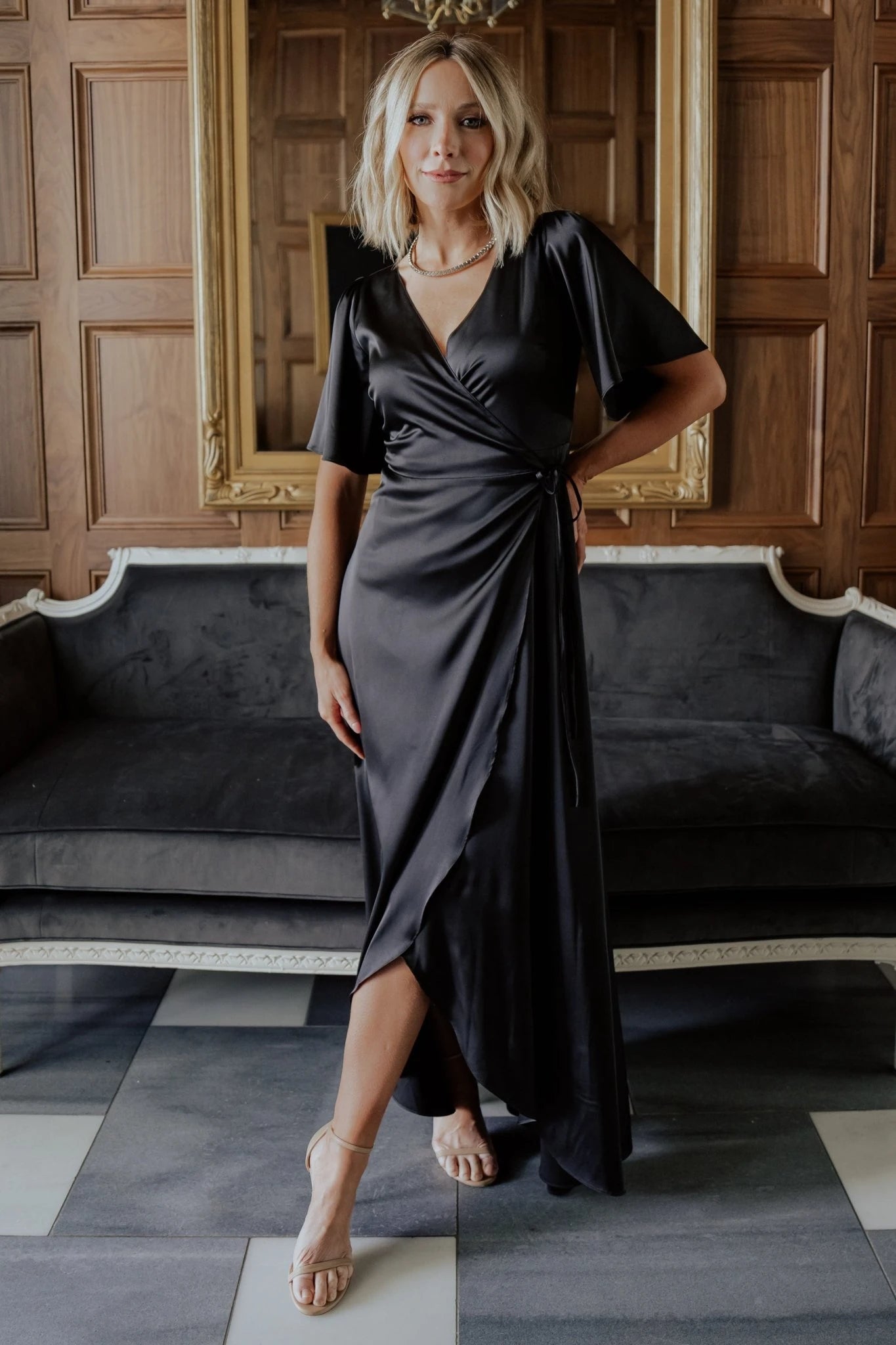 Baltic Born - Vara Satin Maxi Wrap Dress