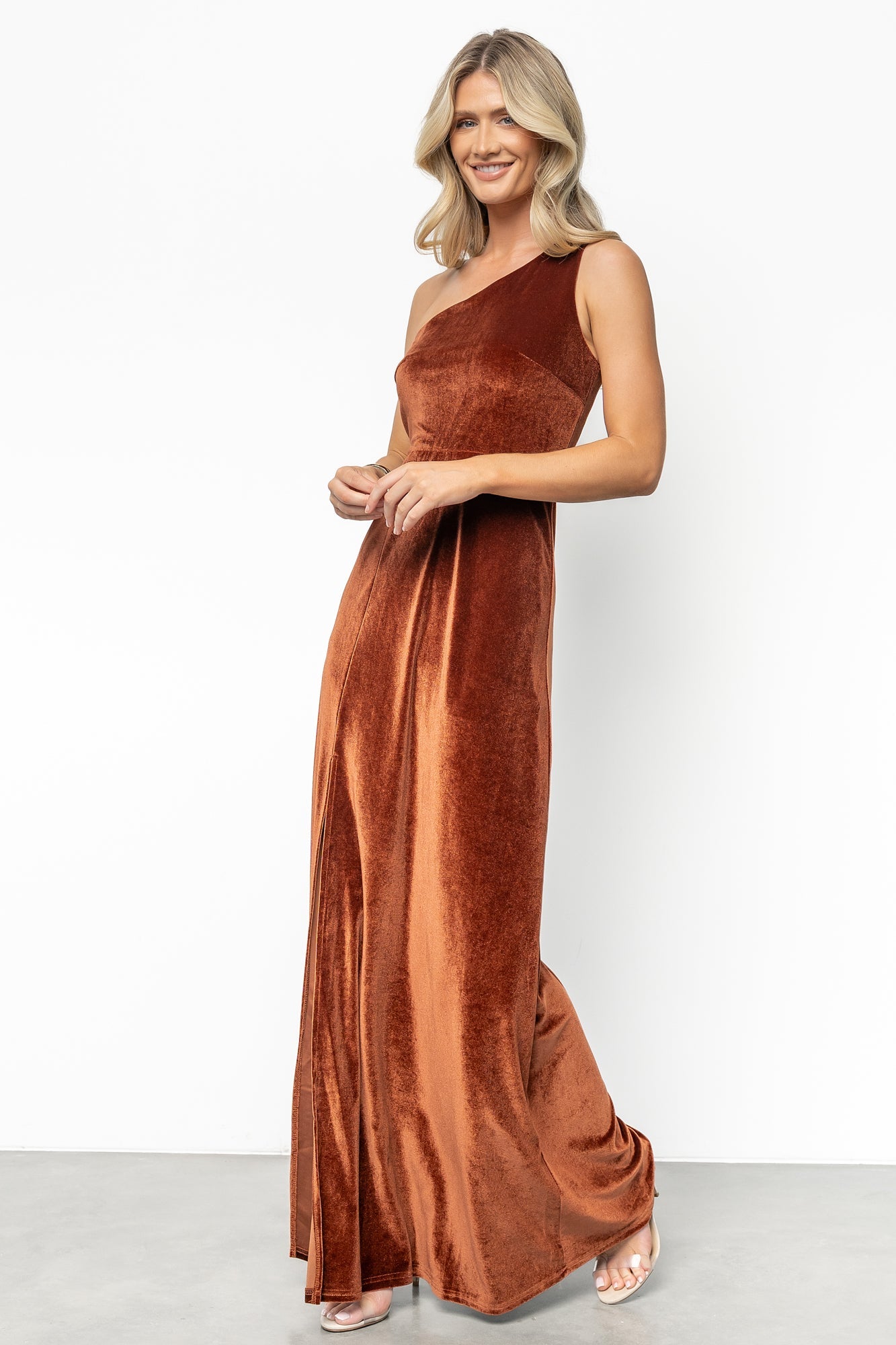Baltic Born - Tatiana Velvet One Shoulder Maxi Dress