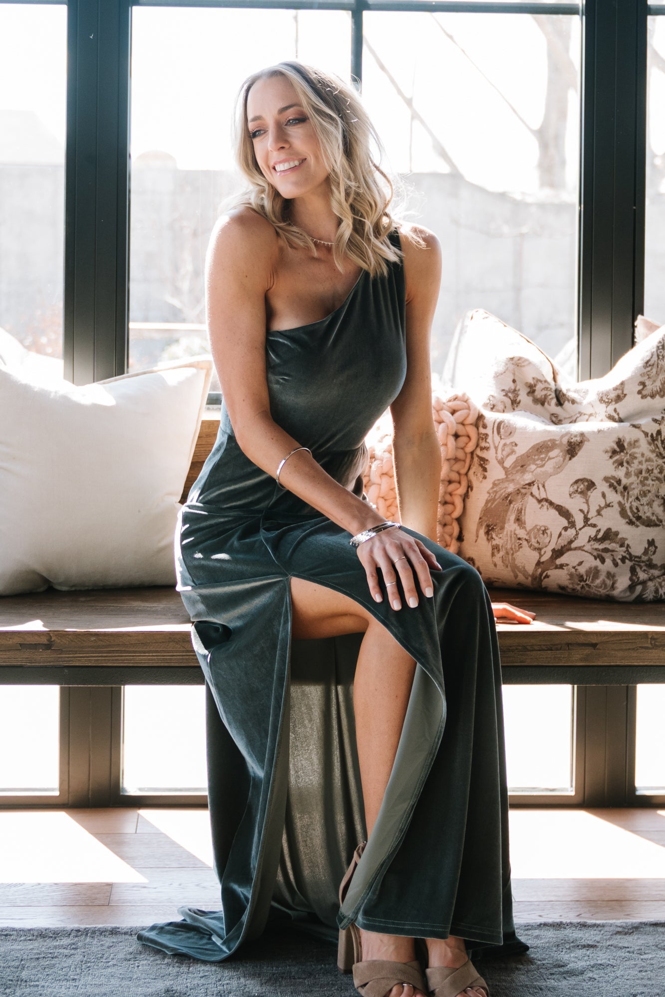 Baltic Born - Tatiana Velvet One Shoulder Maxi Dress
