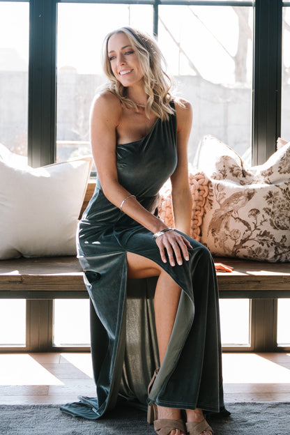 Baltic Born - Tatiana Velvet One Shoulder Maxi Dress