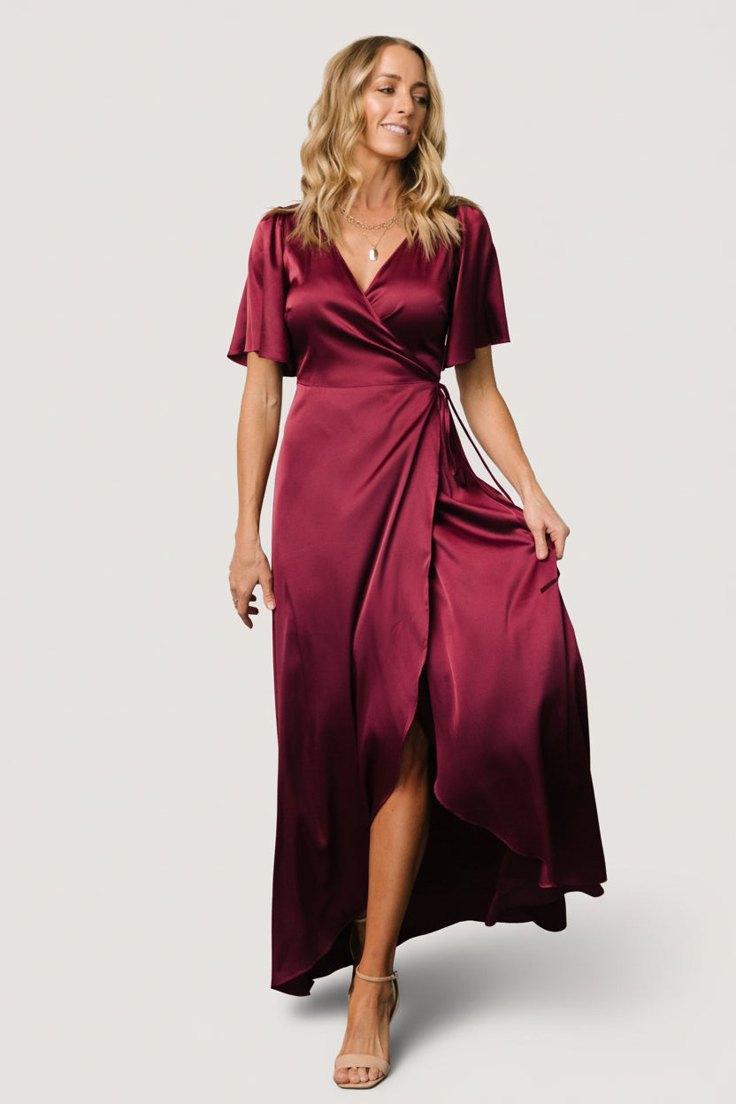 Baltic Born - Vara Satin Maxi Wrap Dress