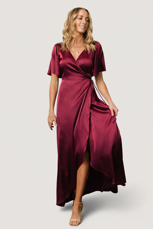 Baltic Born - Vara Satin Maxi Wrap Dress