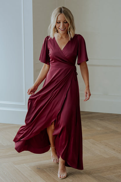 Baltic Born - Vara Satin Maxi Wrap Dress