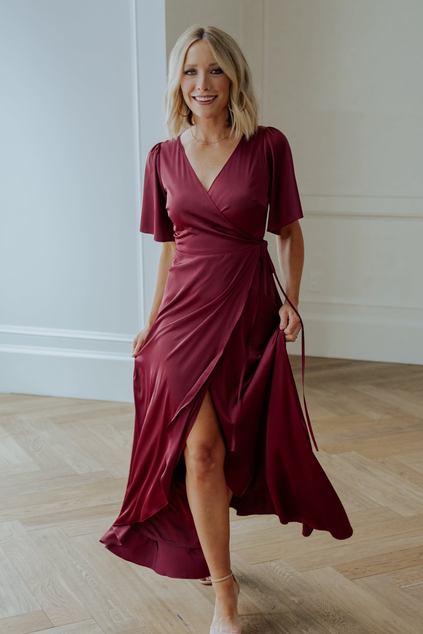 Baltic Born - Vara Satin Maxi Wrap Dress