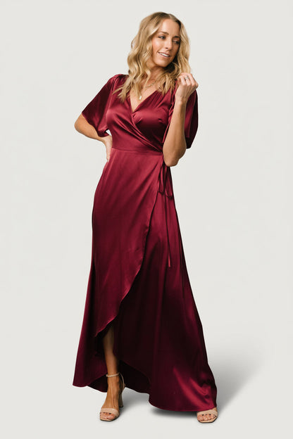 Baltic Born - Vara Satin Maxi Wrap Dress