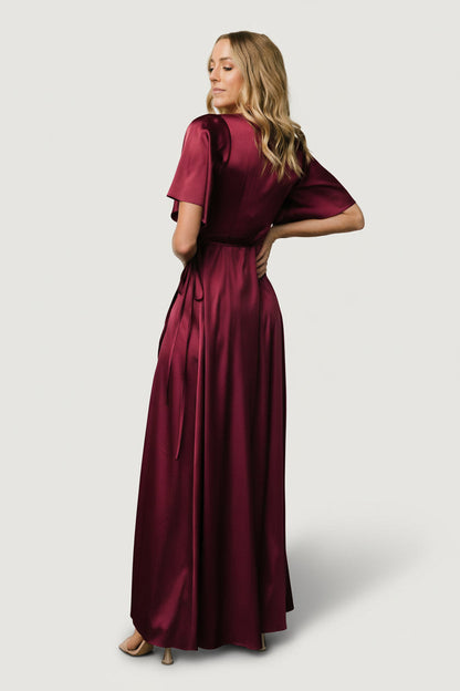 Baltic Born - Vara Satin Maxi Wrap Dress