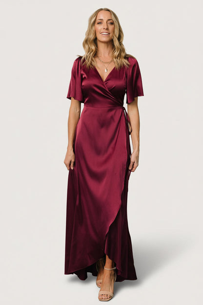 Baltic Born - Vara Satin Maxi Wrap Dress