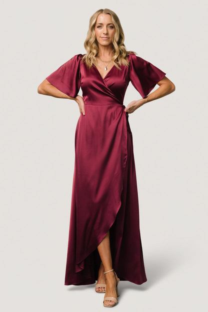 Baltic Born - Vara Satin Maxi Wrap Dress