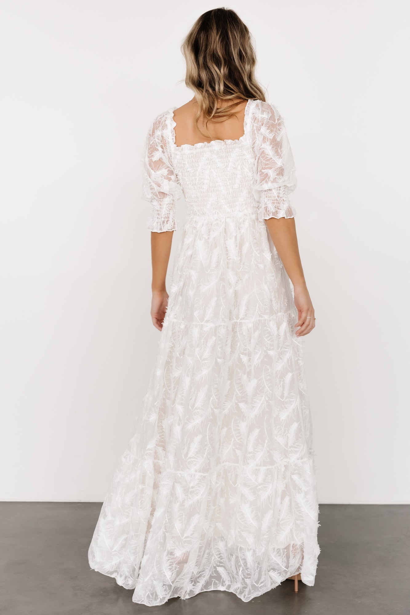 Baltic Born - Paloma Smocked Feather Maxi Dress