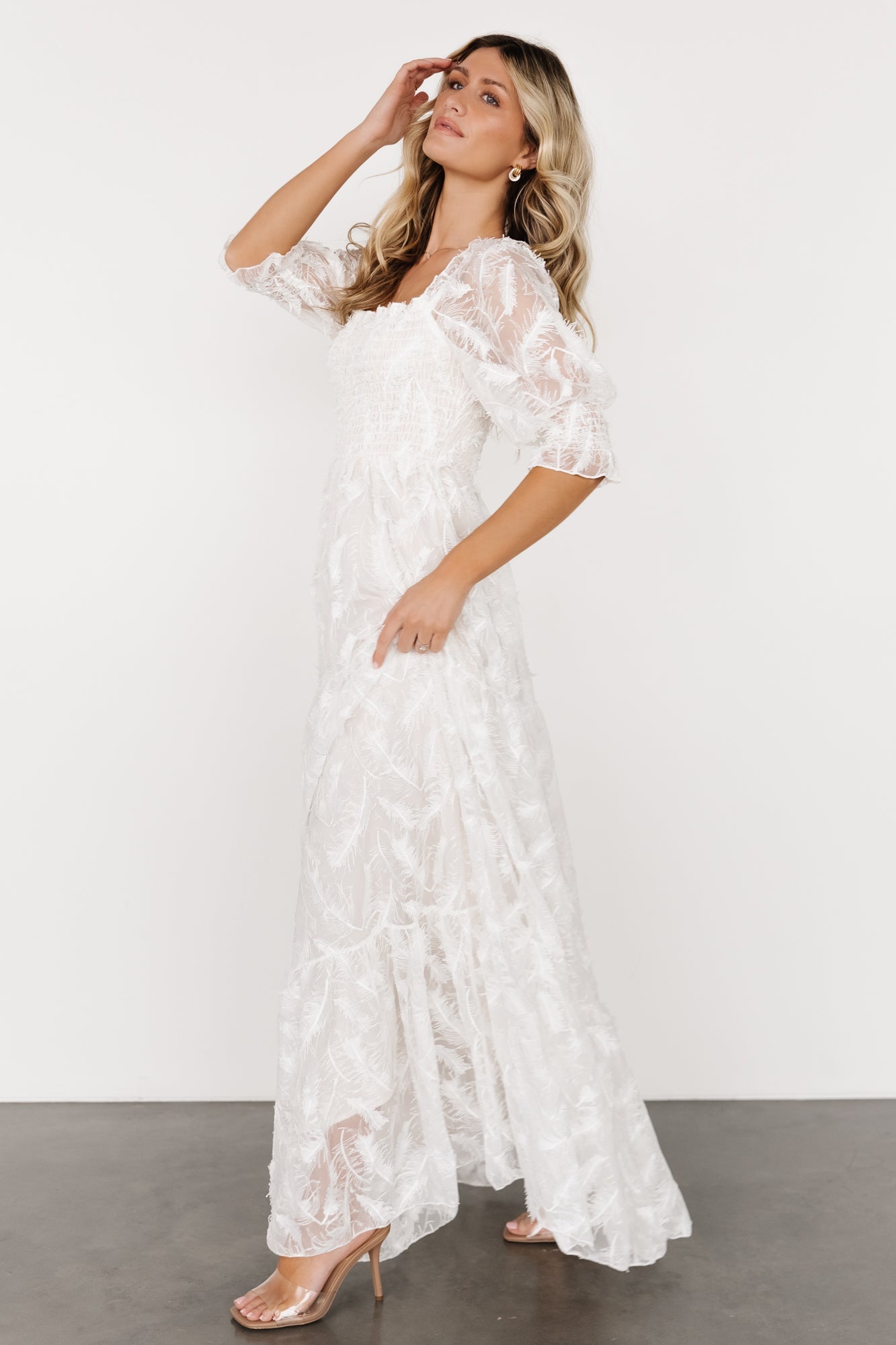 Baltic Born - Paloma Smocked Feather Maxi Dress