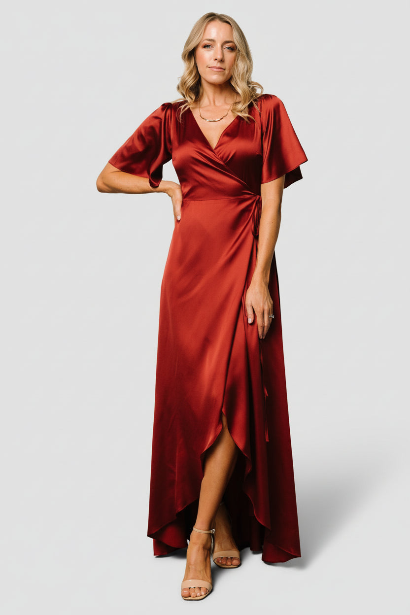 Baltic Born - Vara Satin Maxi Wrap Dress