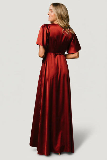 Baltic Born - Vara Satin Maxi Wrap Dress