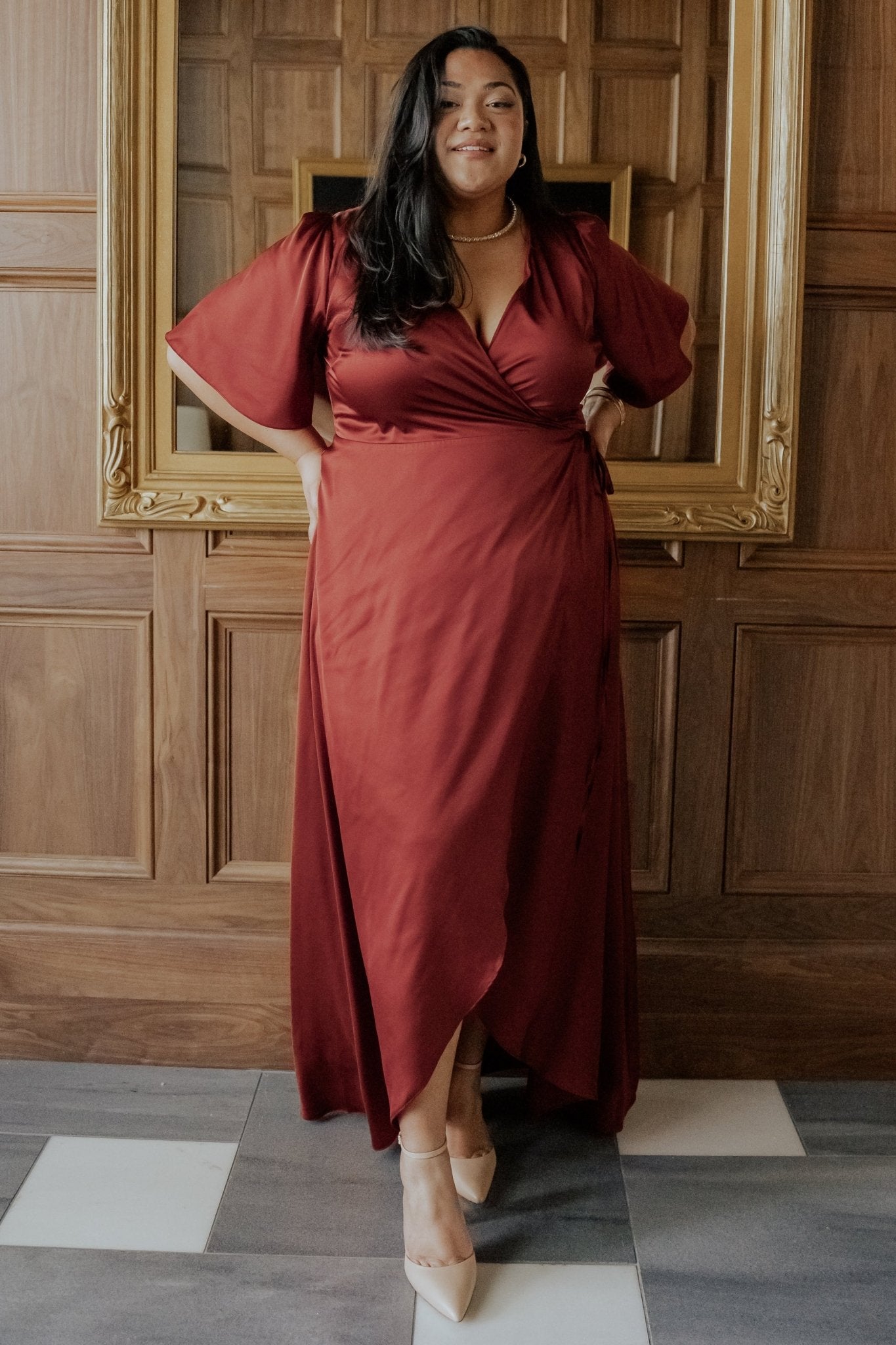 Baltic Born - Vara Satin Maxi Wrap Dress